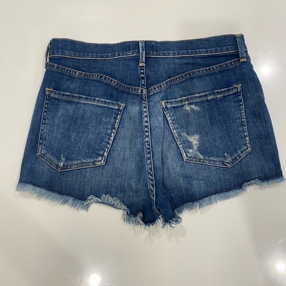 Agolde Blue Jean Shorts with Distressed Raw Hem - Picture 3 of 3